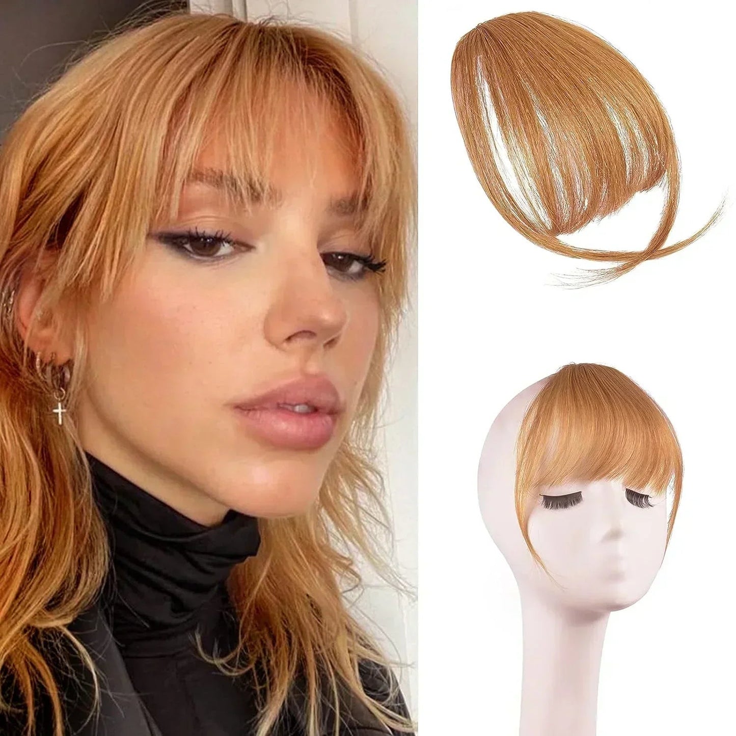🎀Last Day 49% OFF🎀Clip In Bangs Human Hair Extensions Air Bangs