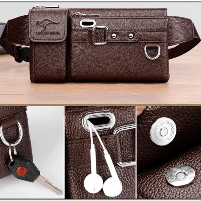 πΌ Men's Waterproof Leather-Texture Waist Bag | Hands-Free Style for Travel & Daily Use π₯π
