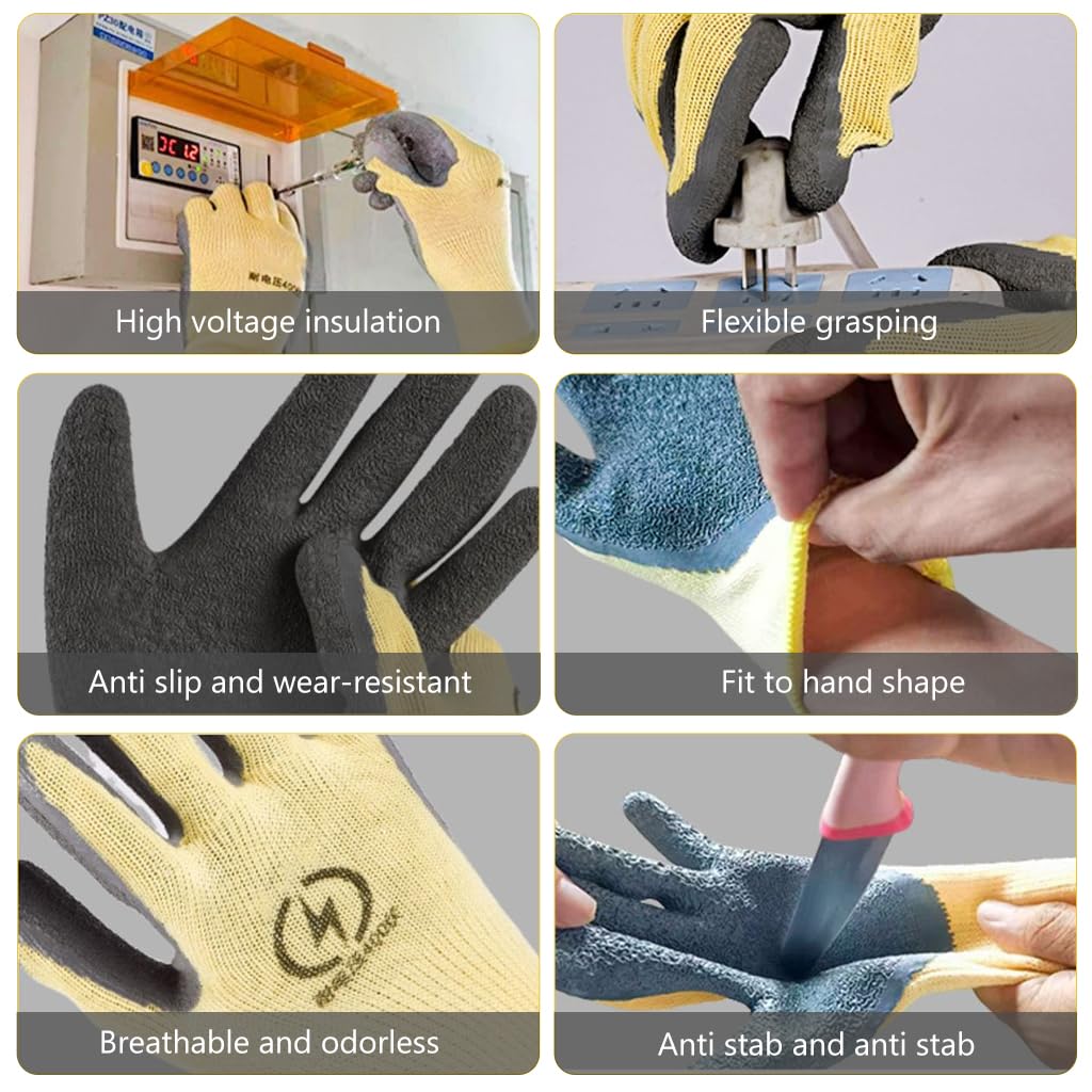 β‘ High Voltage Insulated Electrician Gloves (400V) π§€ | Full Palm Rubber Safety Work Gloves β Anti-Shock & Durable