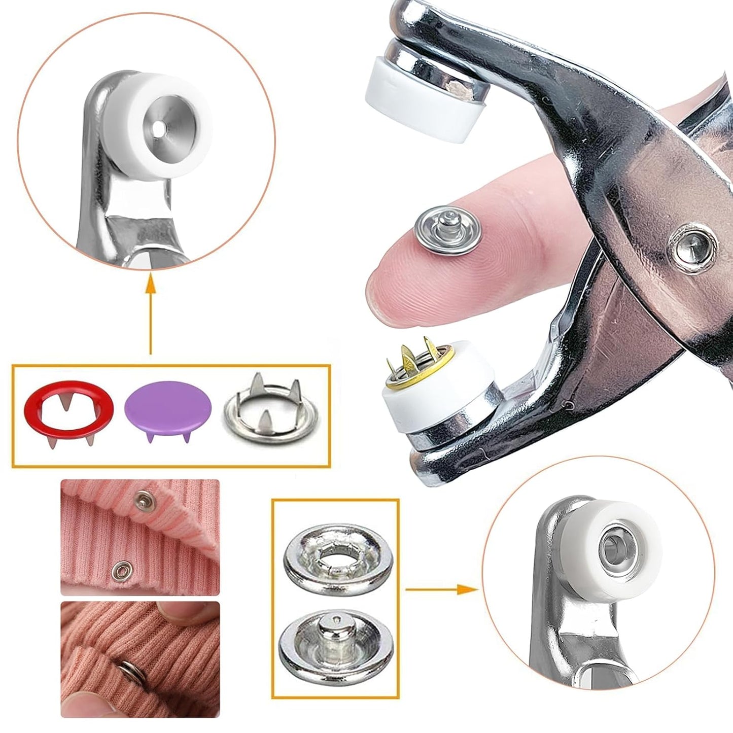 🧰 Metal Snap Button Tool Kit 🪡 | DIY Rivet Fastener Set for Clothes, Bags, Leather & Crafts 👜👖
