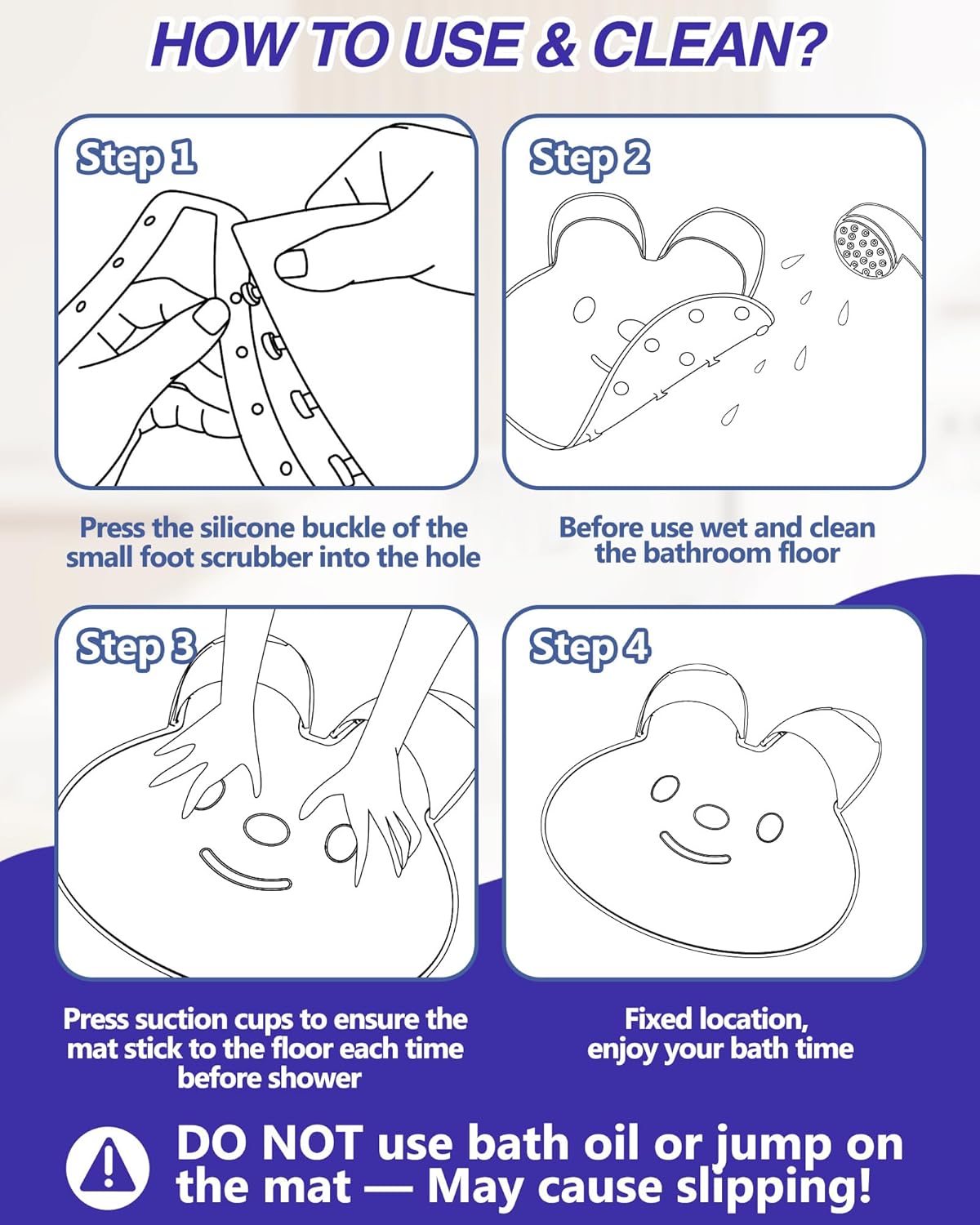 π° Extra-Large Bunny Shower Mat πΏ | Non-Slip Silicone Bath Mat with Suction Cups β Safe & Cute for All Ages! πΆπ§