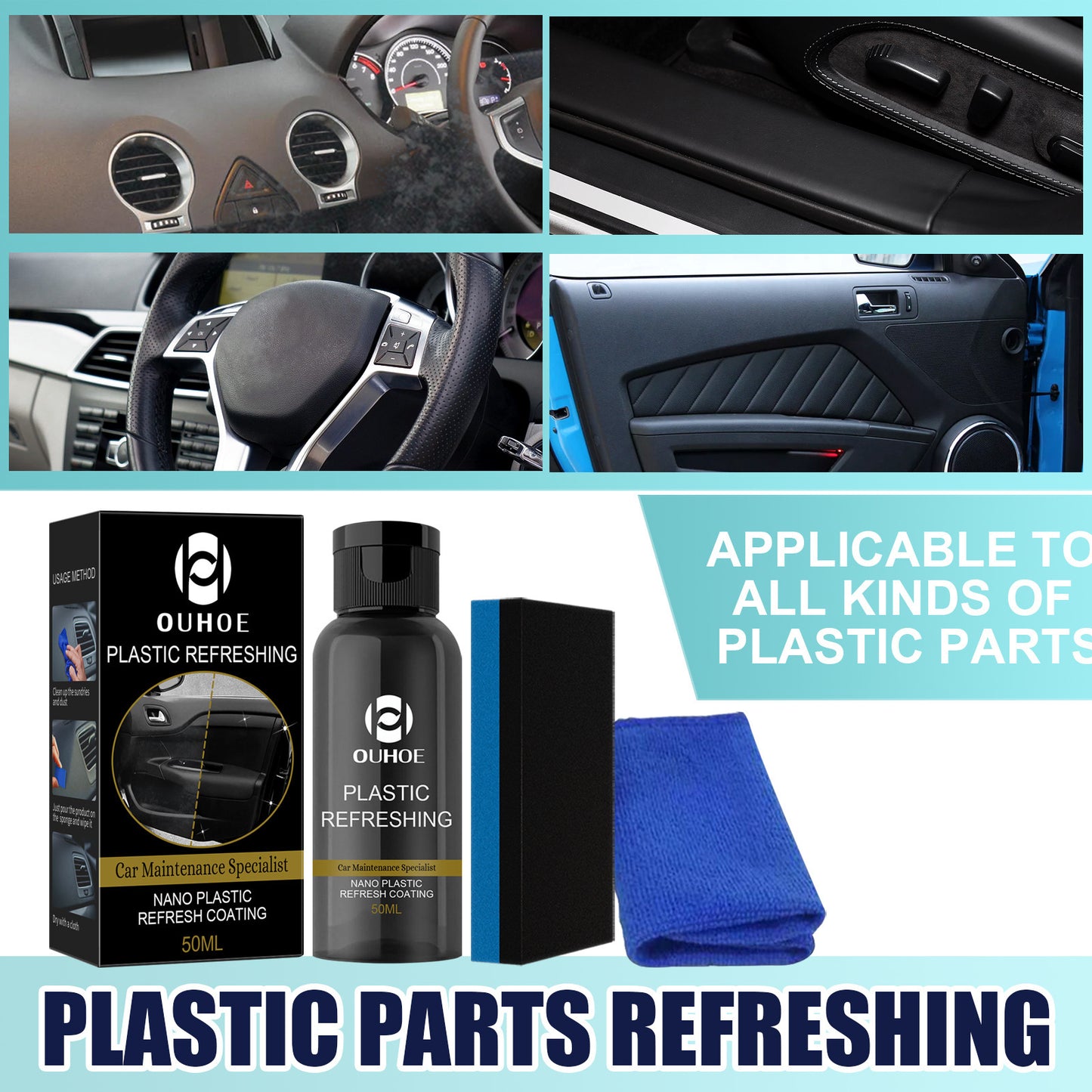 ✨ Car Plastic Revitalizing Coating 🚗 | Nano Refurbish Agent for Faded Trim & Plastic Parts 💥