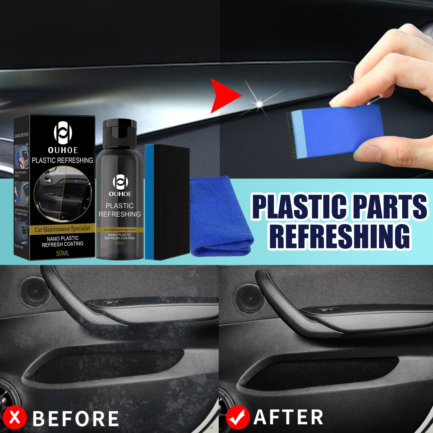 ✨ Car Plastic Revitalizing Coating 🚗 | Nano Refurbish Agent for Faded Trim & Plastic Parts 💥
