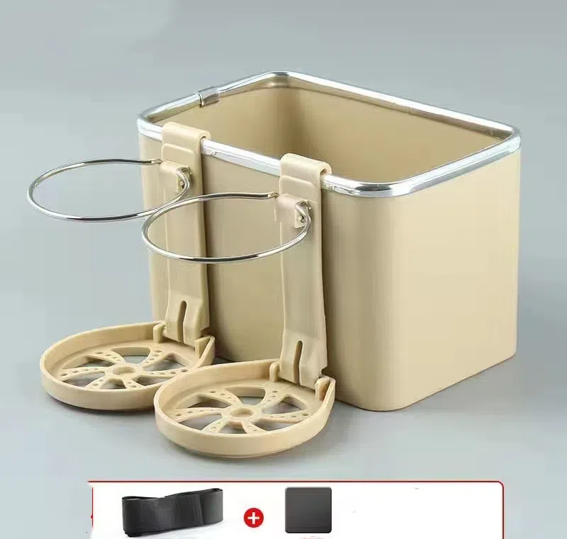 π Car Armrest Storage Box with Dual Cup Holders π₯€π§» | Multifunctional Console Side Organizer with Tissue Holder