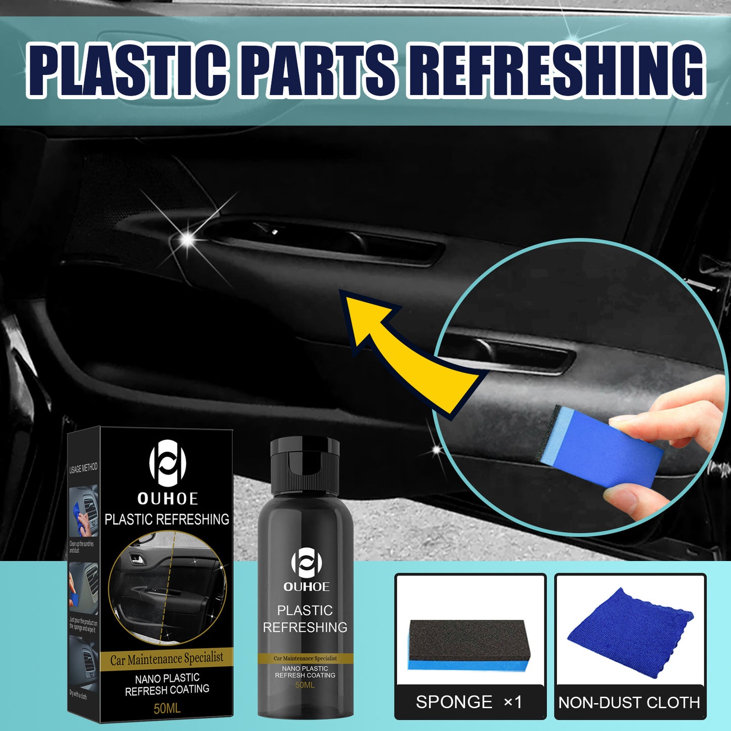 ✨ Car Plastic Revitalizing Coating 🚗 | Nano Refurbish Agent for Faded Trim & Plastic Parts 💥