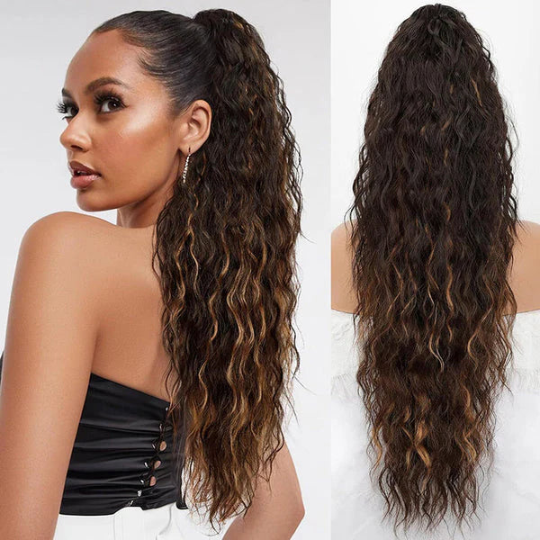💜 LAST DAY PROMOTION 💜Curly Wavy Frizzy Hair Extension with Ponytail