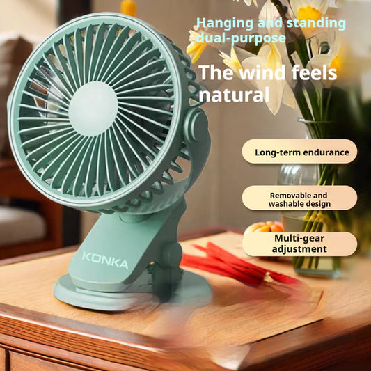 🌬️✨ Multifunctional Clip-On Digital Display Small Fan – Stay Cool Anywhere, Anytime! 💨