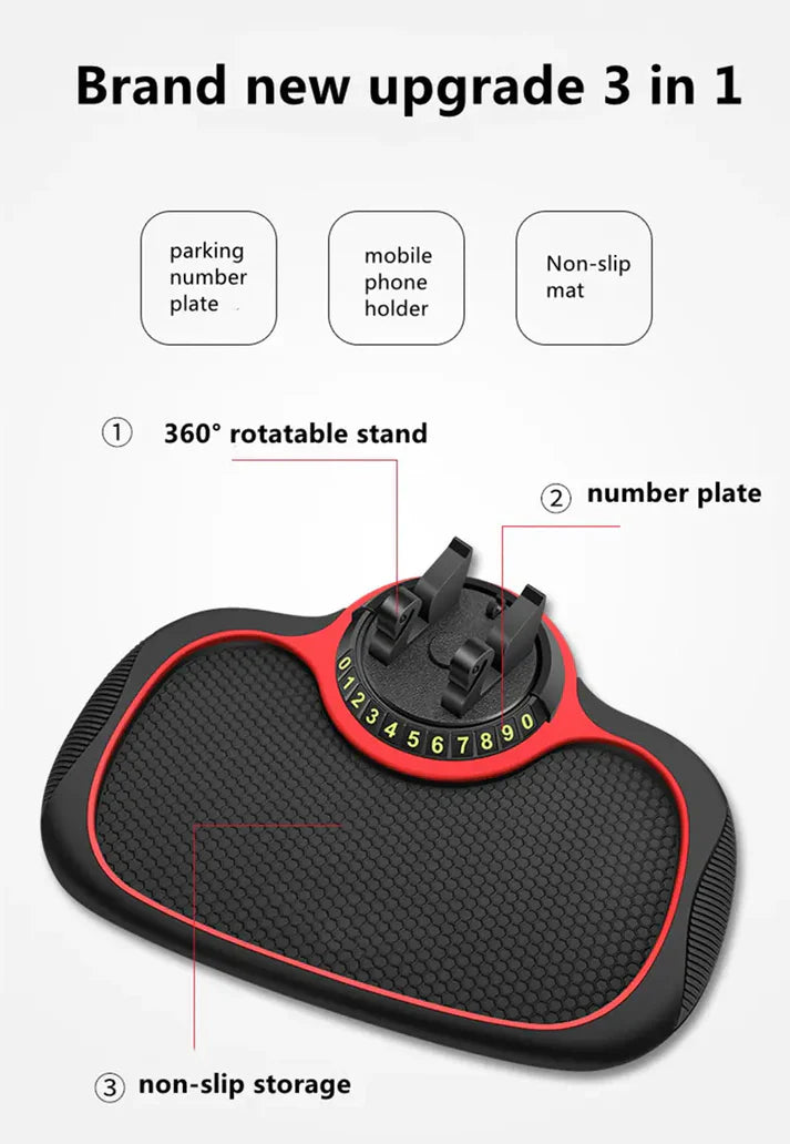 🚗 360° Rotating Car Phone Mount 📱 | Anti-Slip Silicone Dashboard Holder | Universal & Multi-Functional 🌟