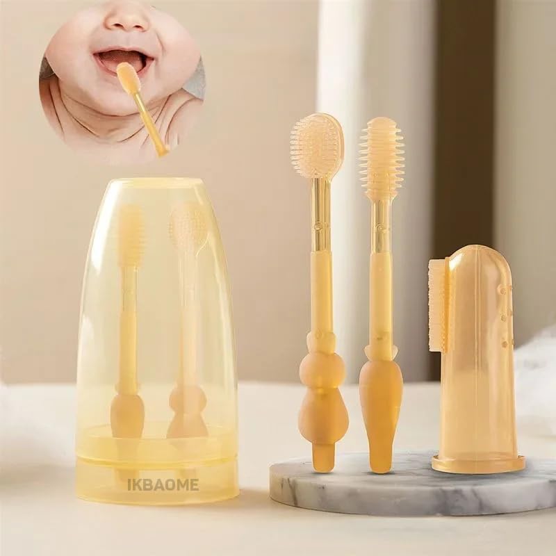 🦷 Baby Toothbrush Set 👶 | Silicone Tongue Cleaner & Oral Care Kit for Toddlers (0–18 Months) | Toothbrush + Tongue Brush