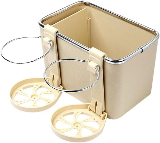 🚗 Car Armrest Storage Box with Dual Cup Holders 🥤🧻 | Multifunctional Console Side Organizer with Tissue Holder
