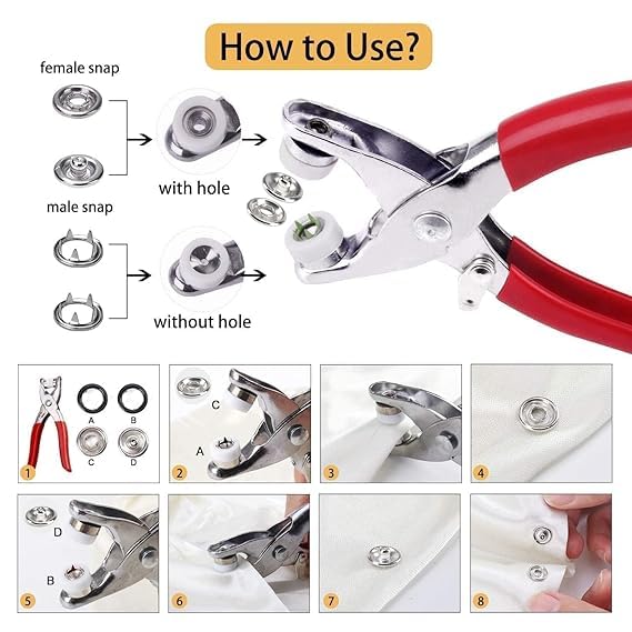 🧰 Metal Snap Button Tool Kit 🪡 | DIY Rivet Fastener Set for Clothes, Bags, Leather & Crafts 👜👖