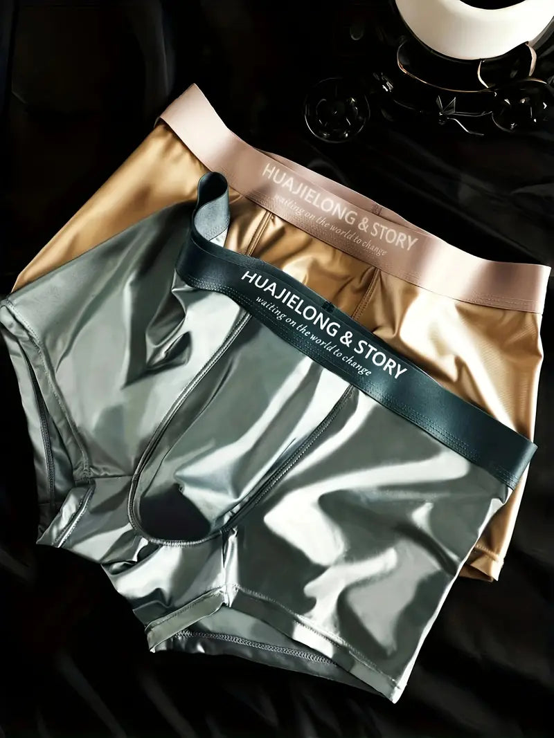 ✨ Men’s Satin Mulberry Silk Boxer Briefs | Luxury, Soft & Breathable Underwear 👑🩲