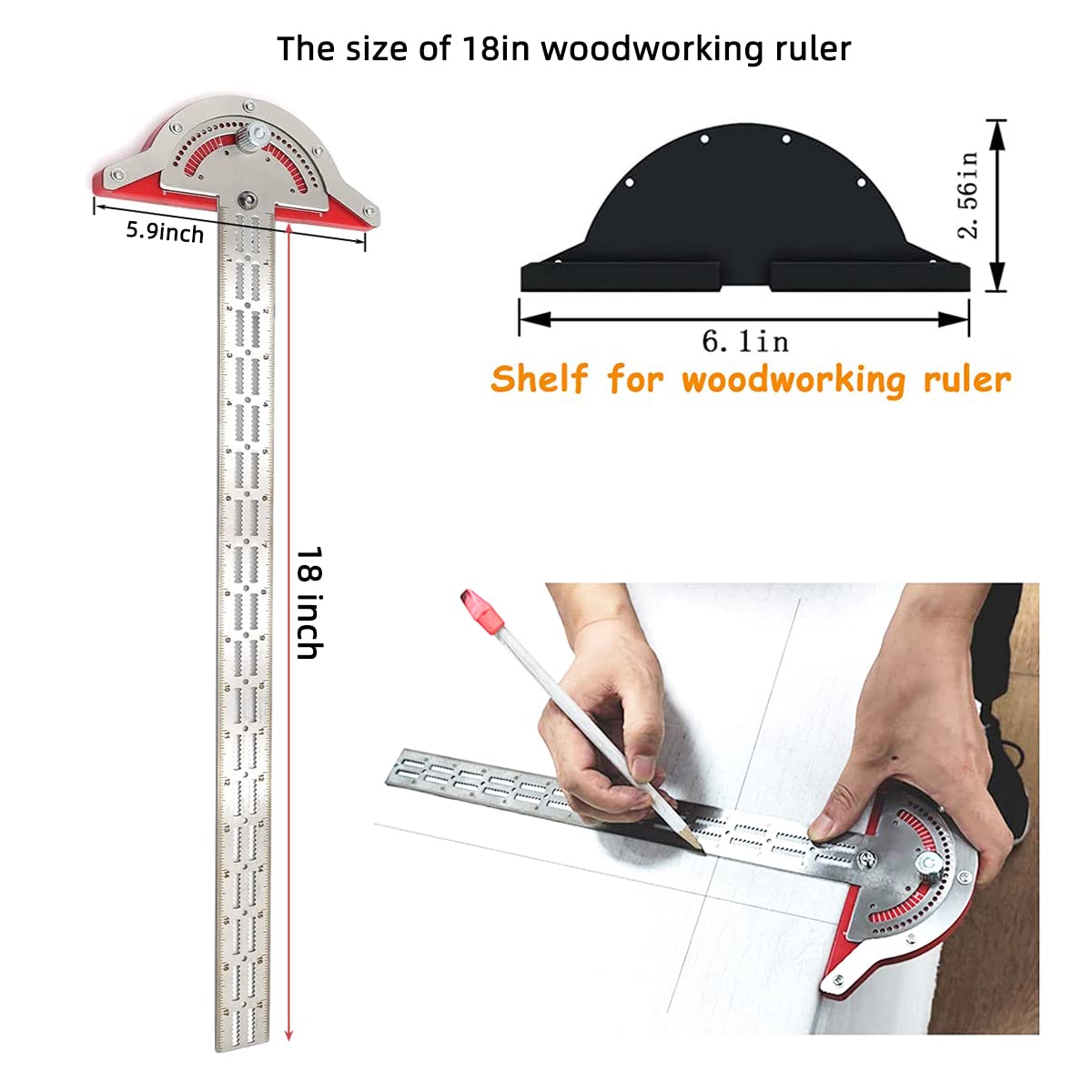 📐Protractor Angle Finder Kit | 🪵 Multifunction T-Square & Metal Ruler Set for Woodworking & DIY Projects 🔧✨