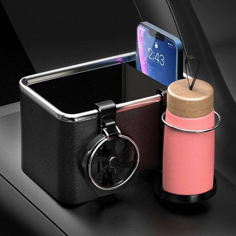 🚗 Car Armrest Storage Box with Dual Cup Holders 🥤🧻 | Multifunctional Console Side Organizer with Tissue Holder