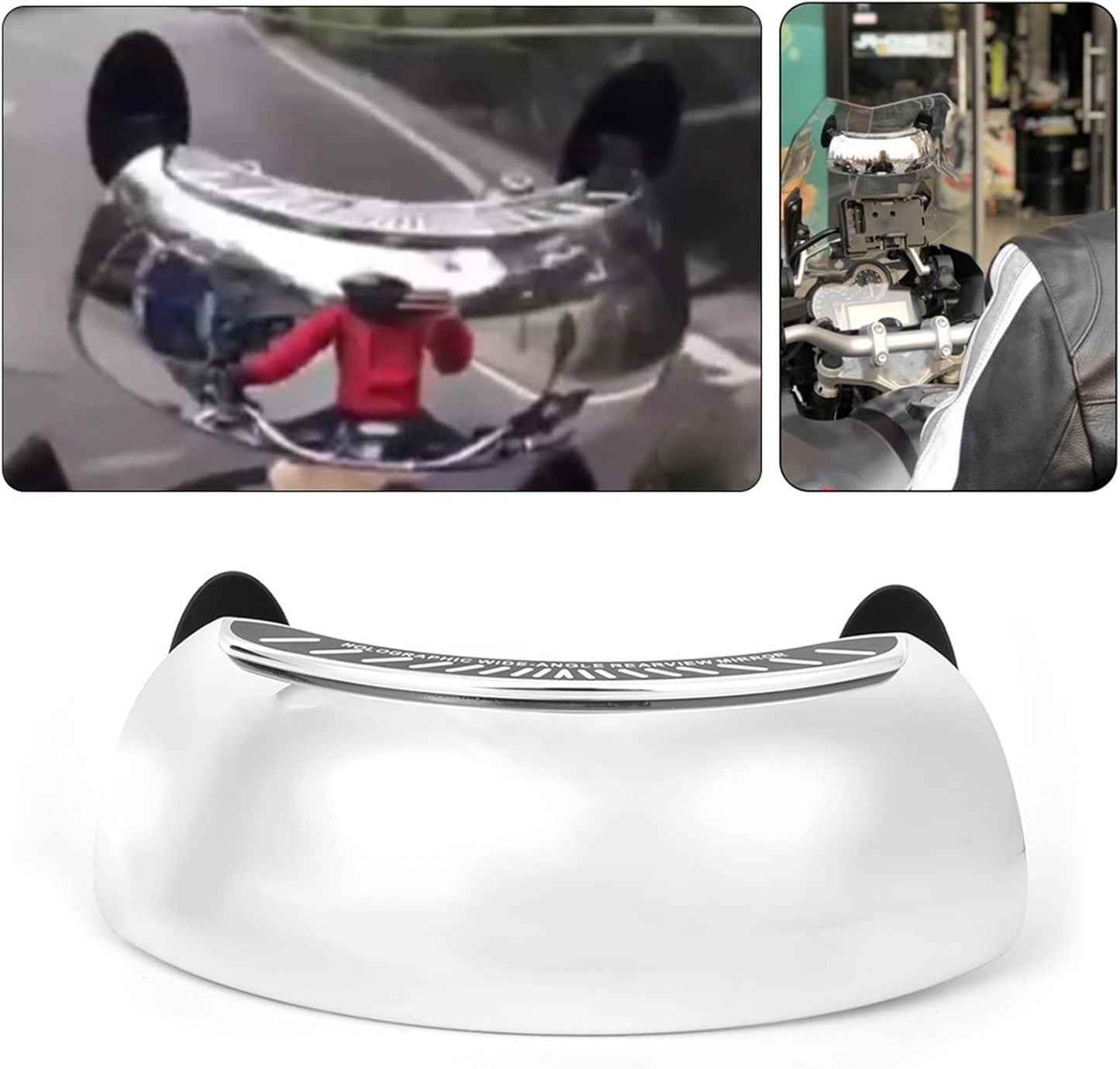 🪞 180° Ultra-Wide Chrome Motorcycle Rearview Mirror | Universal Center Mount Convex Windshield Mirror 🏍️✨