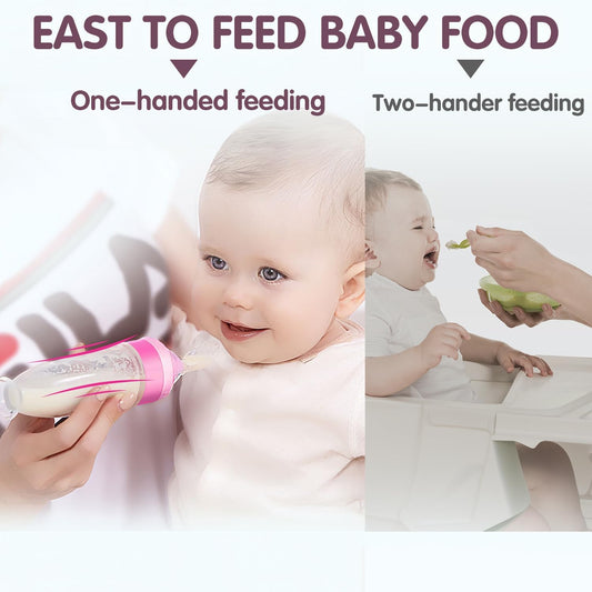 👶🍼 Feeding Spoon with Bottle | Soft Silicone Baby Spoon – Easy, Mess-Free Feeding! ✨