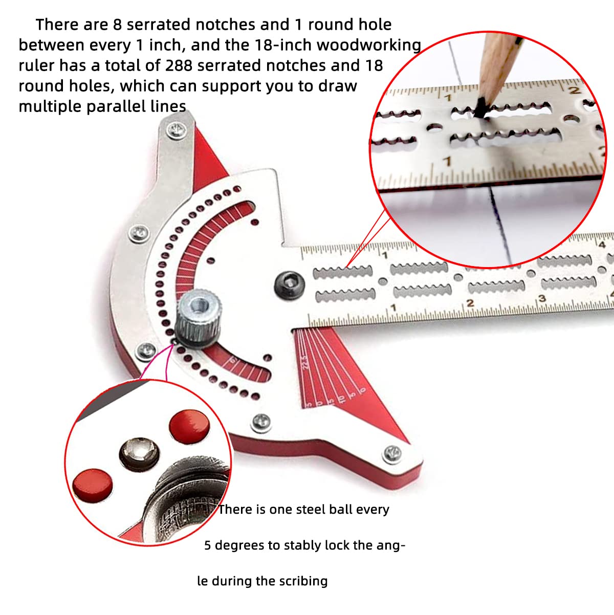 📐Protractor Angle Finder Kit | 🪵 Multifunction T-Square & Metal Ruler Set for Woodworking & DIY Projects 🔧✨