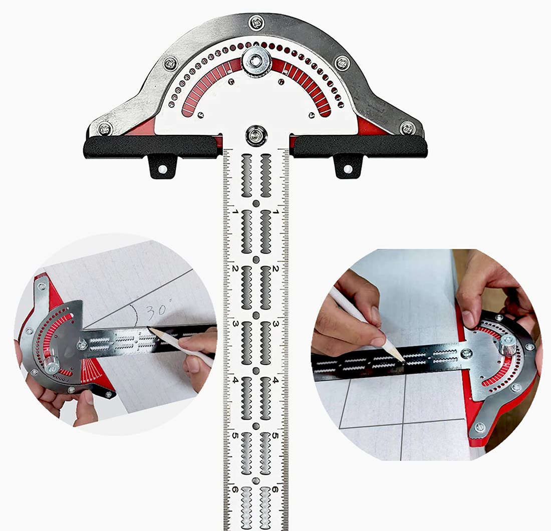 📐Protractor Angle Finder Kit | 🪵 Multifunction T-Square & Metal Ruler Set for Woodworking & DIY Projects 🔧✨