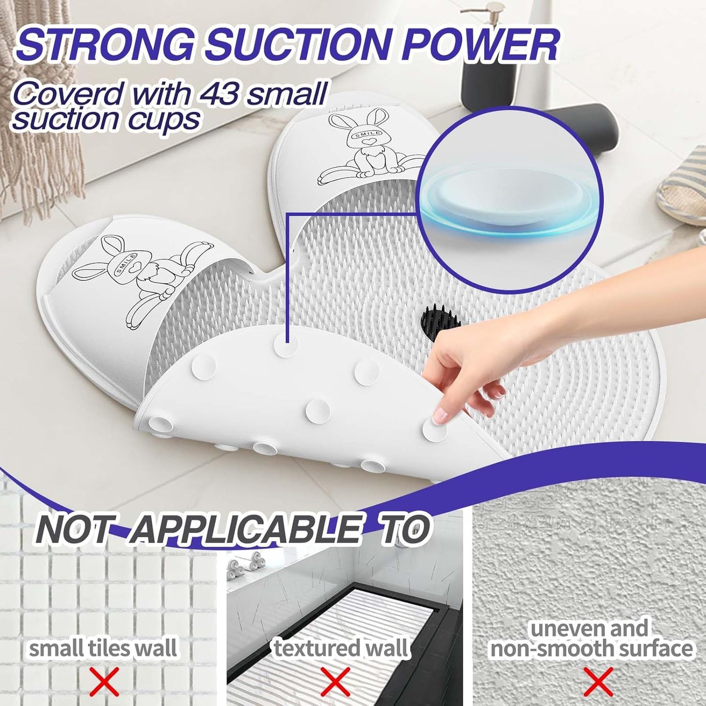 🐰 Extra-Large Bunny Shower Mat 🚿 | Non-Slip Silicone Bath Mat with Suction Cups – Safe & Cute for All Ages! 👶🧓