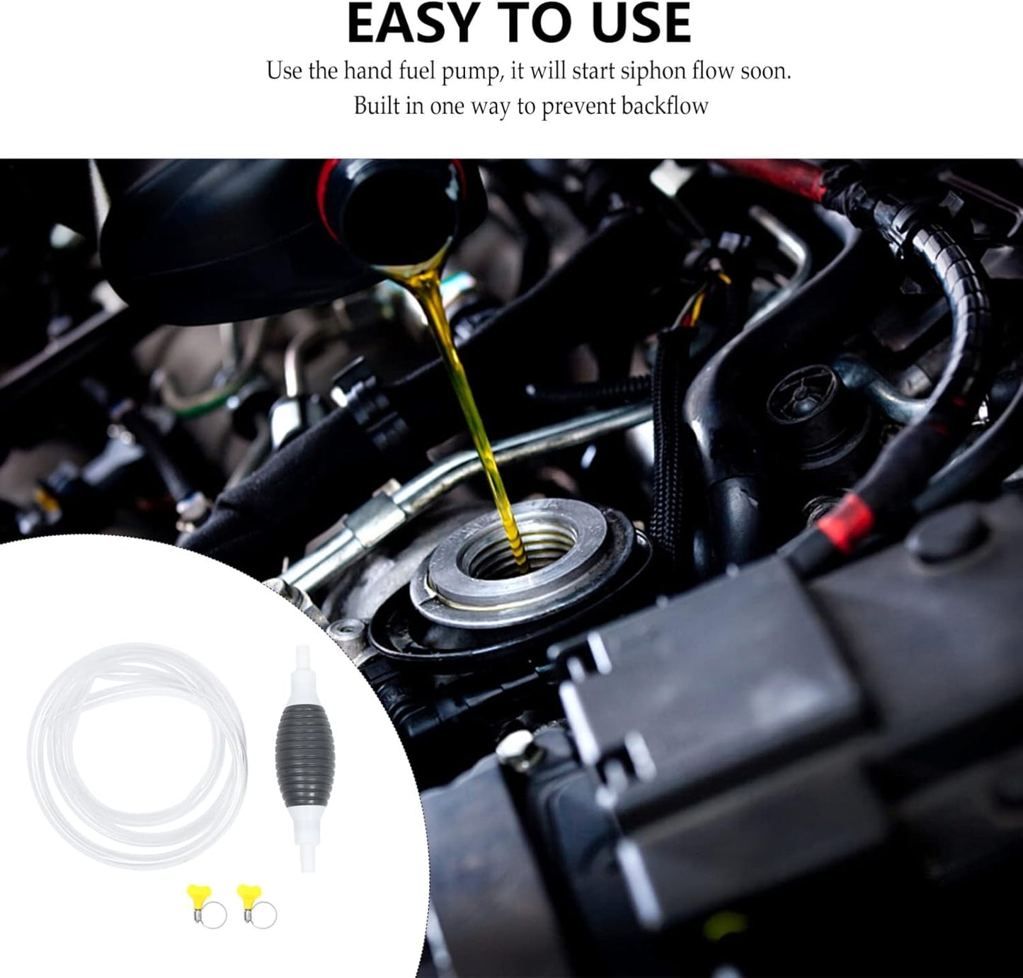 ⛽🚗 Fuel Transfer Siphon Pump Kit | Manual Suction Pipe + Hose – Easy Fuel & Liquid Transfer 💧🔧
