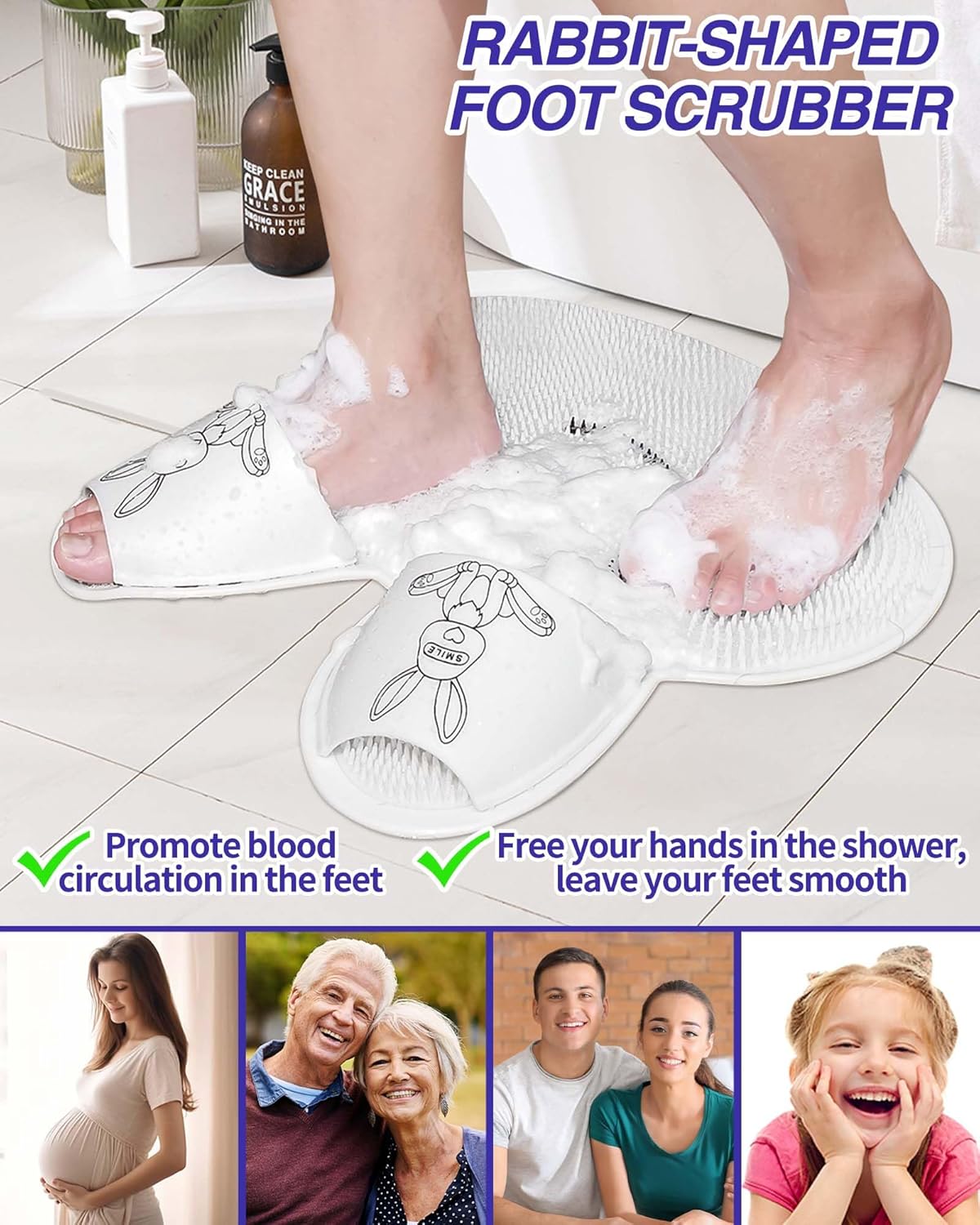 🐰 Extra-Large Bunny Shower Mat 🚿 | Non-Slip Silicone Bath Mat with Suction Cups – Safe & Cute for All Ages! 👶🧓