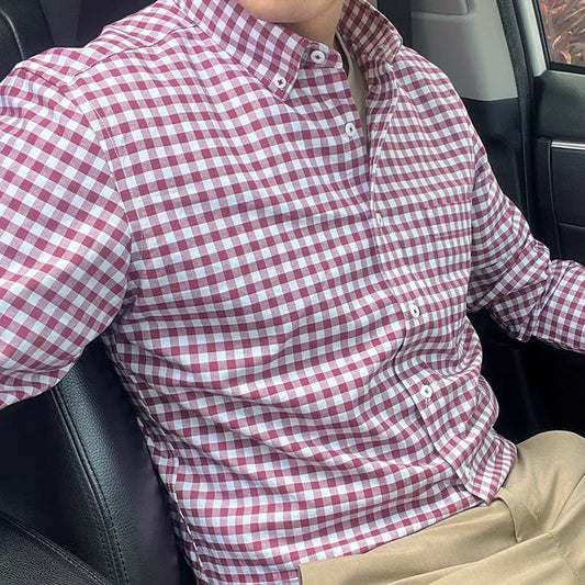 👔 Oxford Red Check Classic Fit Shirt 🔴 | Timeless Style & All-Day Comfort ✨