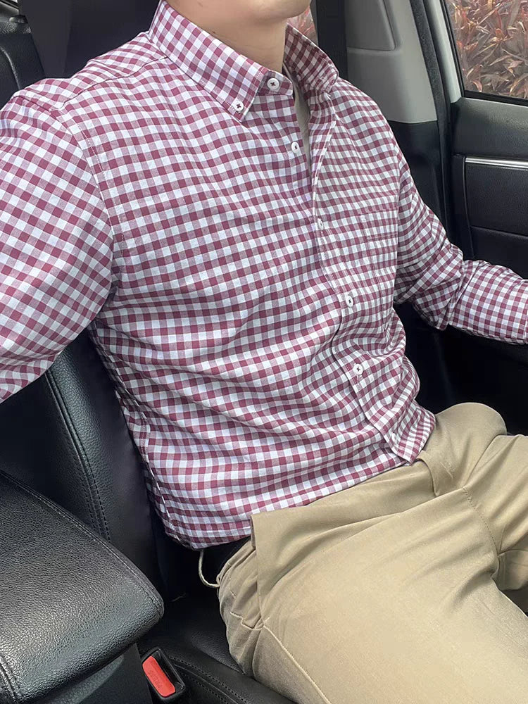 👔 Oxford Red Check Classic Fit Shirt 🔴 | Timeless Style & All-Day Comfort ✨