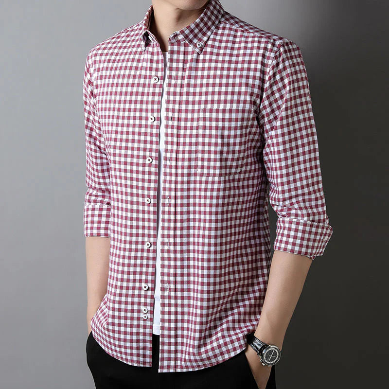 👔 Oxford Red Check Classic Fit Shirt 🔴 | Timeless Style & All-Day Comfort ✨