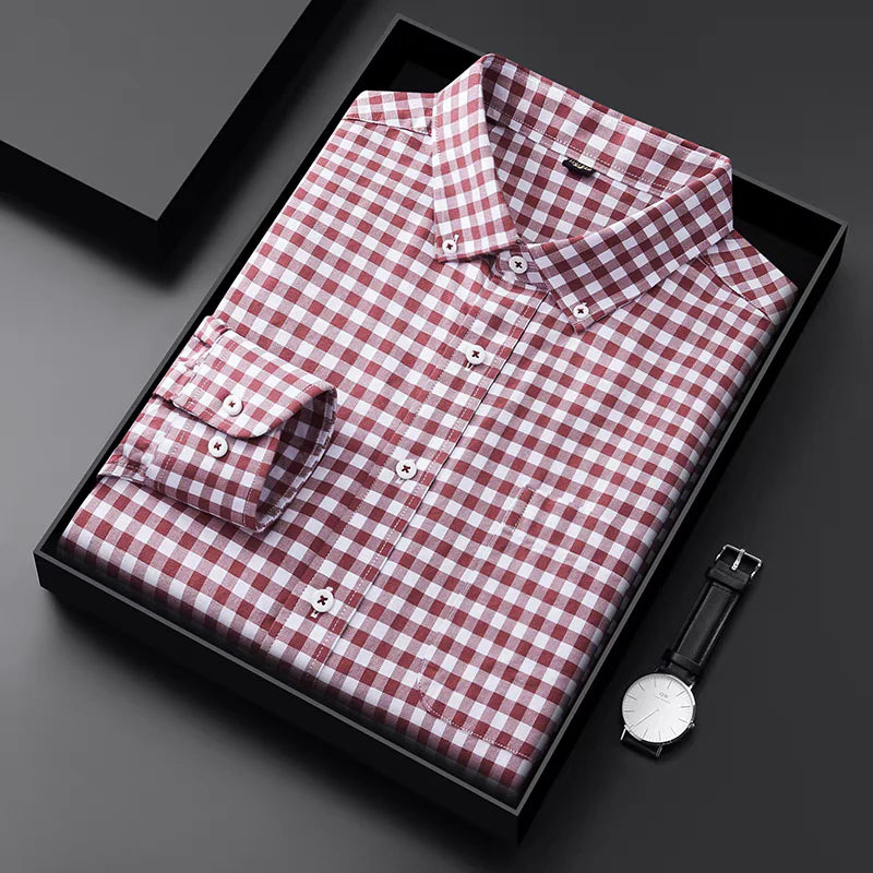 👔 Oxford Red Check Classic Fit Shirt 🔴 | Timeless Style & All-Day Comfort ✨