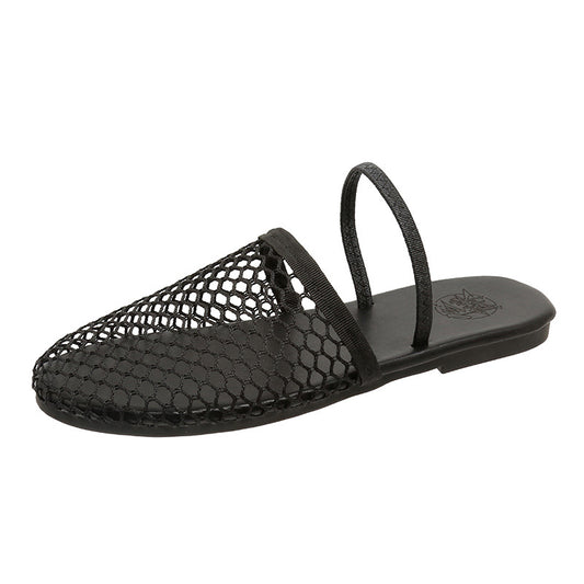 👡✨ Women's Fashionable & Versatile Round Toe Hollow Flat Roman Slippers – Comfort Meets Style! 🌞