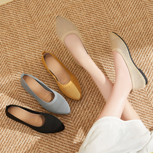 Women’s Breathable Mesh Knit Flats – Lightweight Pointed Toe Comfort Shoes