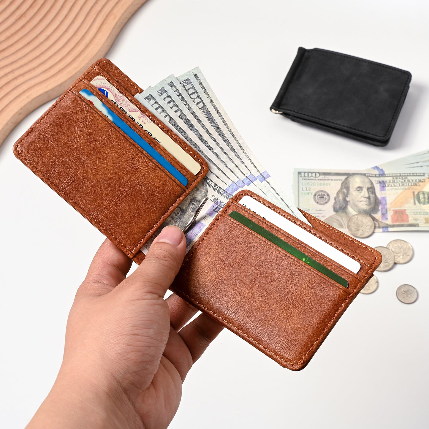 🧔💼 Men's Slim Leather Wallet with Belt Clip | Ultra-Thin Cash & Card Holder 👌💳