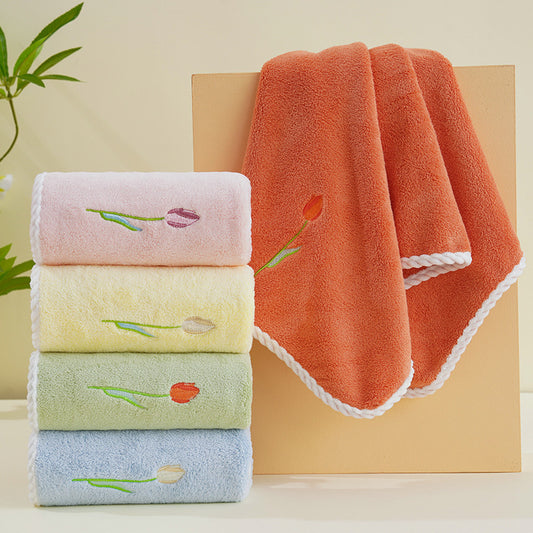 35*75cm 5-Pack Floral Embroidered Soft Towels – Ultra-Absorbent & Skin-Friendly