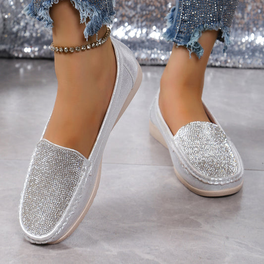 Stylish Rhinestone Embellished Flat Loafers
