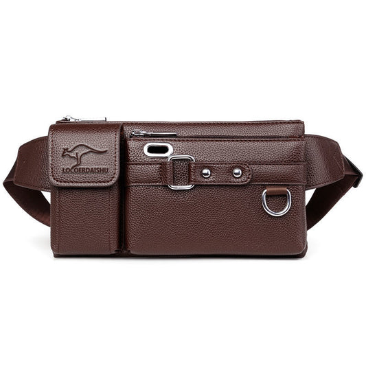 💼 Men's Waterproof Leather-Texture Waist Bag | Hands-Free Style for Travel & Daily Use 🔥🎒