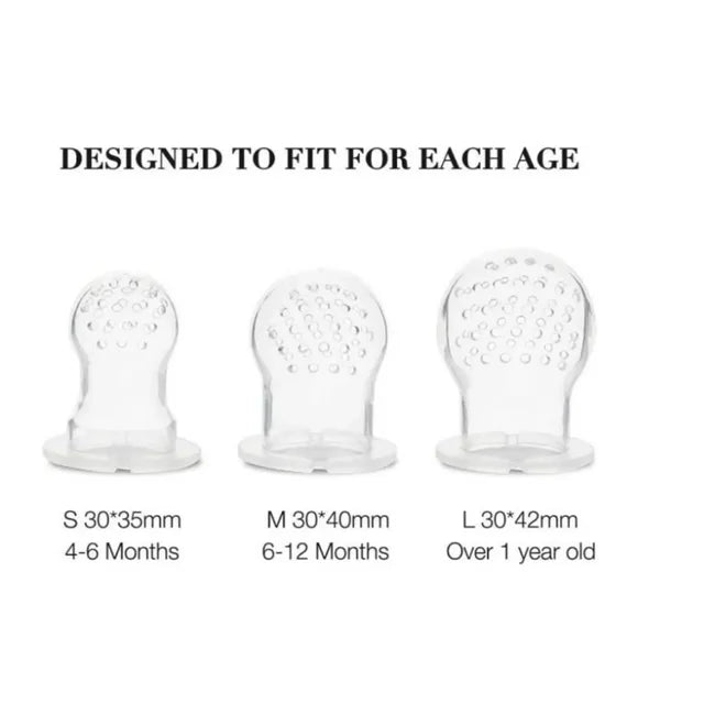 👶 Baby Fruit Feeder Pacifier 🍓 | 3 Size Mesh Silicone Bags for Safe & Fun Self-Feeding 🍼🧡
