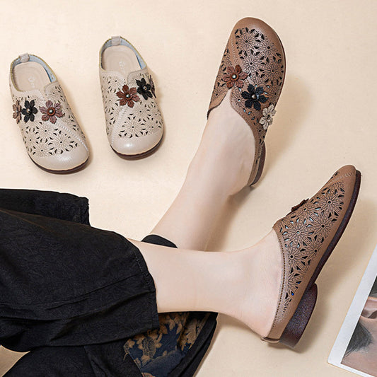 ✨Floral Design Elegant PU Leather Slide Sandals ☁️💛