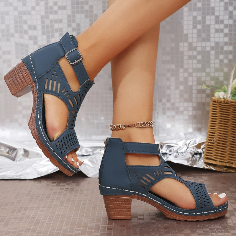 ✨Versatile Hollow Out Mid Heel Open Toe Sandals（49% OFF）👡