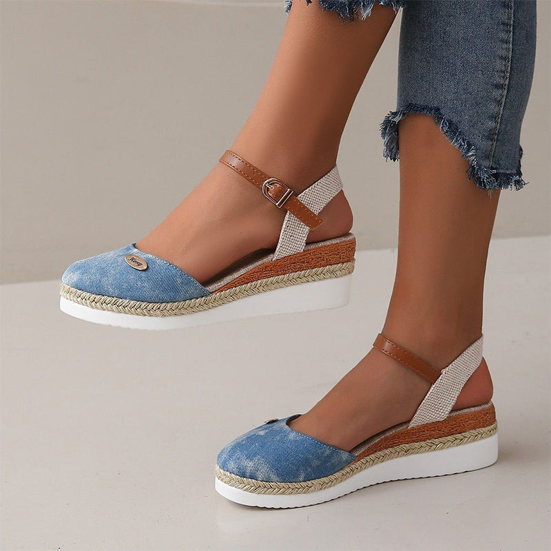 💫Closed-Toe Platform Wedge Buckle Sandals😍