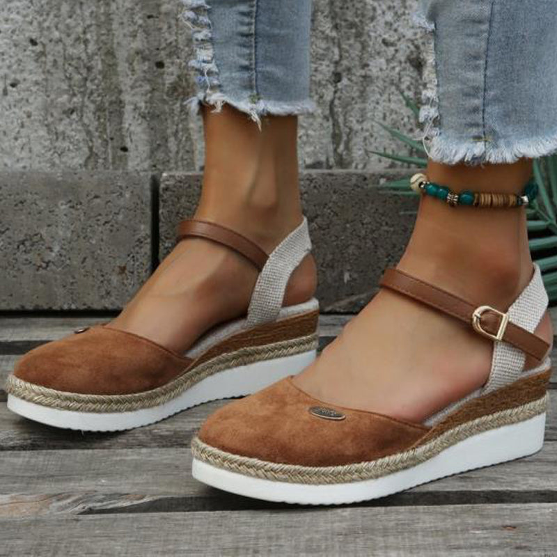 💫Closed-Toe Platform Wedge Buckle Sandals😍