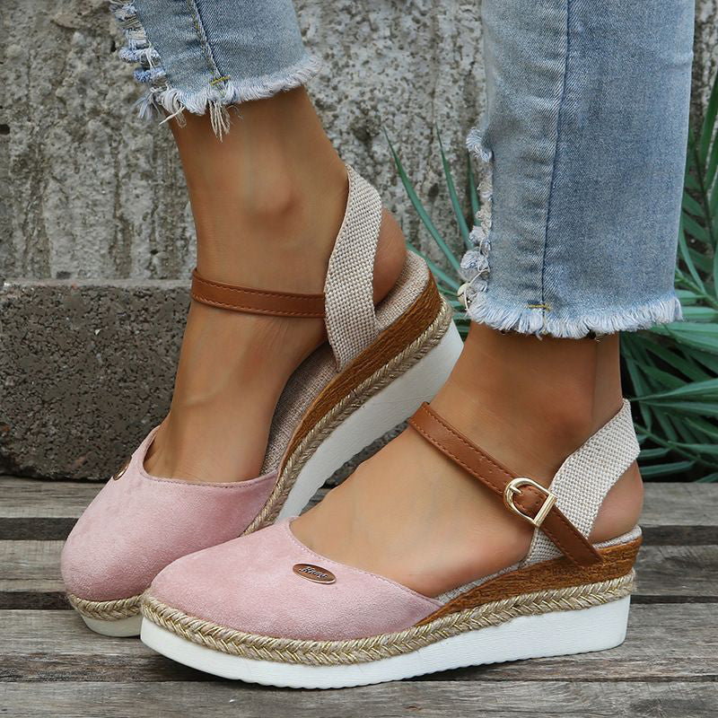💫Closed-Toe Platform Wedge Buckle Sandals😍